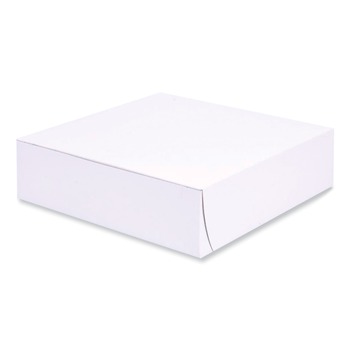 SCT 1553 9 in. x 9 in. x 2.5 in. Paper Standard Bakery Boxes - White (250/Carton)