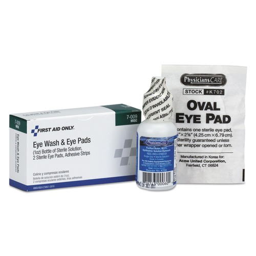 First Aid | First Aid Only 7-009-001 4-Piece Eyewash Set with Eyepads and Adhesive Strips (1-Kit) image number 0