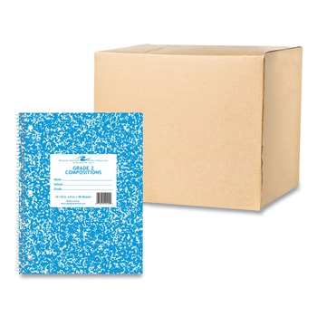 Roaring Spring 10102 10.5 in. x 8 in. 36-Sheets Wirebound Grade School Composition Notebook - Blue Marble Cover (48/Carton)