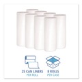 Trash Bags | Boardwalk H6036HWKR01 30 Gallon 0.6 mil 30 in. x 36 in. Perforated Roll Low-Density Waste Can Liners - White (25 Bags/Roll, 8 Rolls/Carton) image number 3