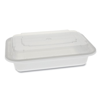 Pactiv Corp. Newspring VERSAtainer 5 x 7.25 x 2 16 oz Rectangular Plastic Microwavable Containers - White/Clear (150/Carton)