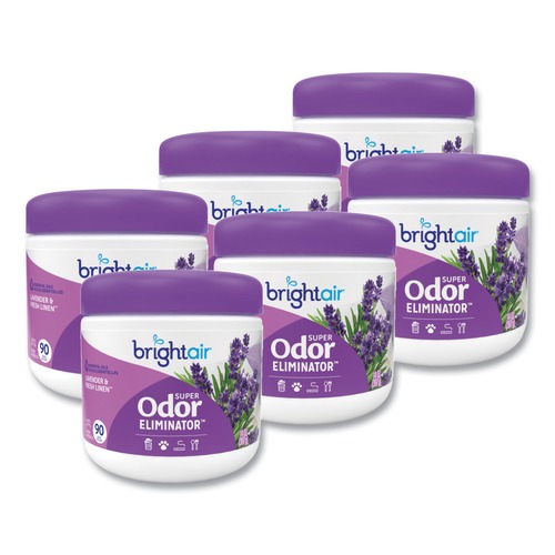 Office Jansan | BRIGHT Air 900014 14 oz. Jar Super Odor Eliminator - Purple, Lavender and Fresh Linen (6/Carton) image number 0