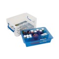 Office Jansan | Advantus 37371 6 Sections 10.38 in. x 14.25 in. x 6.5 in. Super Stacker Divided Storage Box - Clear/Blue image number 5