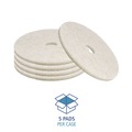 Cleaning & Janitorial Accessories | Boardwalk BWK4024NAT 24 in. Diameter Burnishing Floor Pads - Natural White (5/Carton) image number 3