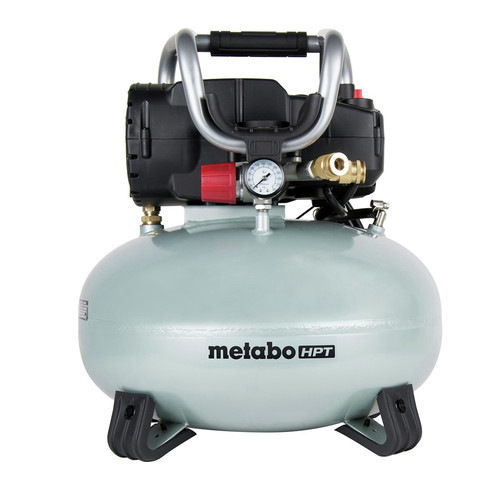 Portable Air Compressors | Factory Reconditioned Metabo HPT EC710SMR 1 HP 6 Gallon Oil-Free Pancake Air Compressor image number 0