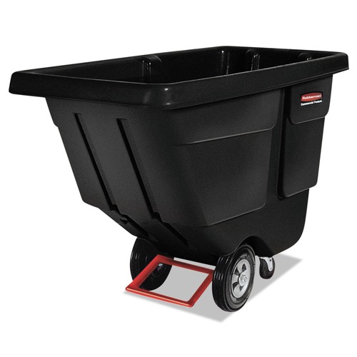 Trash Cans | Rubbermaid Commercial FG130400BLA Rotomolded Rectangular Plastic 450 lbs. Capacity Tilt Truck - Black image number 0