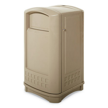Rubbermaid Commercial 50 gal. Plastic, Rectangular, Plaza Indoor/Outdoor Waste Container - Beige