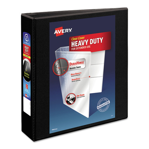 Office Jansan | Avery 05500 3 Slant Rings 2 in. Capacity 11 in. x 8.5 in. Heavy-Duty Non Stick View Binder with DuraHinge - Black image number 0