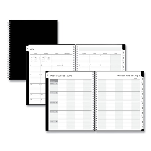 Notebooks & Pads | Blue Sky 134433 11 in. x 8.5 in. (July 2025 to June 2026) Teacher's Solid Black Weekly/Monthly Lesson Planner - Black Cover image number 0