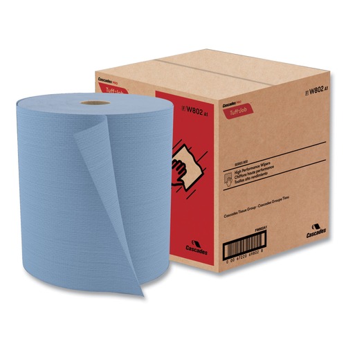 Paper Towels and Napkins | Cascades PRO W802 Tuff-Job 12 in. x 13 in. Spunlace Towels Jumbo Roll - Blue (1/Carton) image number 0