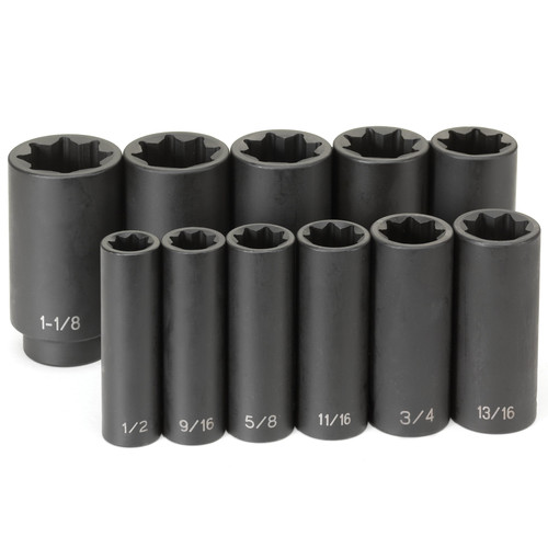 Sockets | Grey Pneumatic 1311SD 11-Piece 1/2 in. Drive 8-Point SAE Deep Impact Socket Set image number 0