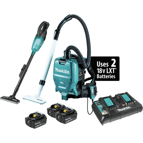 Vacuums | Makita XT278PTX1 18V X2 (36V) LXT Brushless Lithium-Ion 1/2 Gallon Cordless Backpack Dry Dust Extractor/Vacuum Combo Kit with 3 Batteries (5 Ah) image number 0