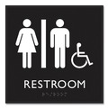 Floor Signs | Headline Sign 66911 8 in. x 8 in. Unisex Accessible Restroom Plastic ADA Sign - Clear/White image number 2