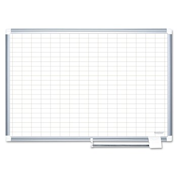 MasterVision 72 in. x 48 in. Board 1 x 2 Grid Magnetic Dry Erase Planning Board - White Porcelain Steel Surface, Silver Aluminum Frame