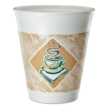 PRODUCTS | Dart 45357/03 Cafe G 8 oz. Foam Hot/Cold Cups - Brown/Green/White (25-Piece/Pack)