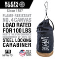 Cases and Bags | Klein Tools 5104CLRFR 12 in. Flame-Resistant Top Closing Canvas Bucket - Black image number 1