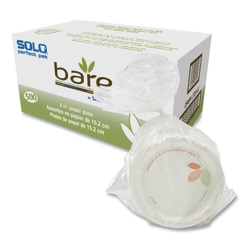  | SOLO OFMP6-J7234 6 in. Plate Bare Paper Eco-Forward Dinnerware - Green/Tan (500/Carton) image number 0