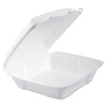 Facility Maintenance & Supplies | Dart 90HT1R 9 in. x 9 in. x 3 in. Foam Hinged Lid Containers - White (200/Carton) image number 0