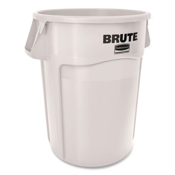 Rubbermaid Commercial BRUTE 44 Gallon Vented Round Resin Container - White (4/Carton)