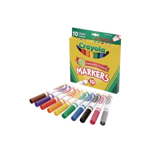 Office Jansan | Crayola 587708 Broad Bullet Tip Non-Washable Marker - Assorted Classic Colors (8/Set) image number 0