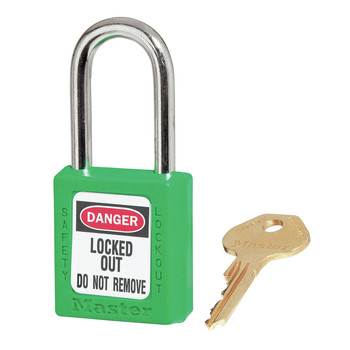 Master Lock 410GRN Zenex Thermoplastic 1-1/2 in. x 1-1/2 in. Shackle Safety Padlock - Green