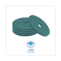 Cleaning Cloths | Boardwalk BWK4016GRE 16 in. Diameter Heavy-Duty Scrubbing Floor Pads - Green (5/Carton) image number 3