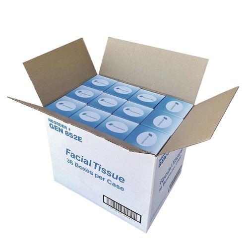 Tissues | GEN GEN852E 2-Ply Facial Tissue Cube Box - White (36 Boxes/Carton) image number 0