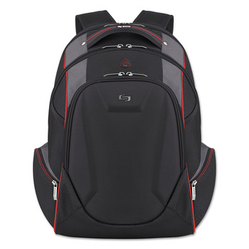 SOLO 12.5 in. x 8 in. x 19.5 in. Polyester Launch Laptop Backpack Fits Devices Up to 17.3 in. - Black/Gray/Red