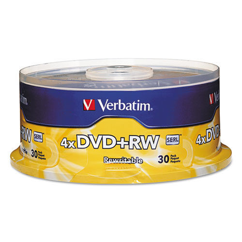 Office Electronics & Batteries | Verbatim 94834 4.7 GB 4x DVD RW Rewritable Disc - Silver (30/Pack) image number 0