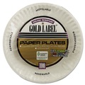  | AJM Packaging Corporation AJM CP9GOEWH 9 in. Gold Label Coated Paper Plates - White (100/Pack, 10 Packs/Carton) image number 0