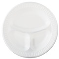 Last Chance for these Amazing Deals | Dart 10CPWQR 10.25 in. Diameter 3 Compartment Quiet Class Laminated Foam Dinnerware Plates - White (500/Carton) image number 1