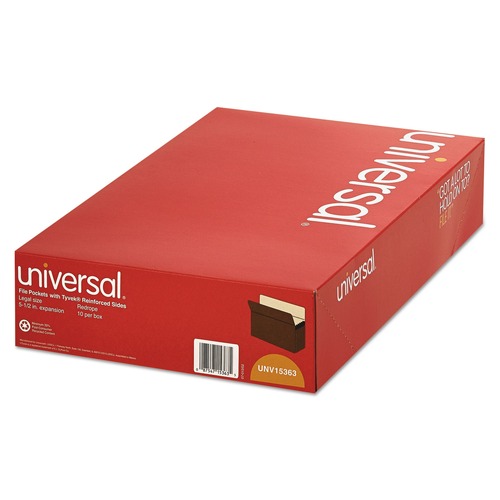Office Jansan | Universal UNV15363T 5.25 in. Expansion Legal Size Expanding File Pockets - Redrope (10/Box) image number 0