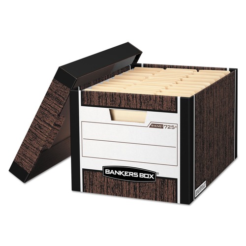 Office Jansan | Bankers Box 0072506 12.75 in. x 16.5 in. x 10.38 in. R-KIVE Heavy-Duty Storage Boxes for Letter/Legal Files - Woodgrain (4/Carton) image number 0