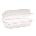 Food Trays, Containers, and Lids | Pactiv Corp. YCASH3011UCH 9 in. x 5.5 in. x 3.2 in. Plastic Hoagie Hinged Lid Container - Clear (220/Carton) image number 4