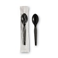 Cutlery | Dixie TH53C7 Individually Wrapped Heavyweight Polystyrene Teaspoons - Black (1000/Carton) image number 1