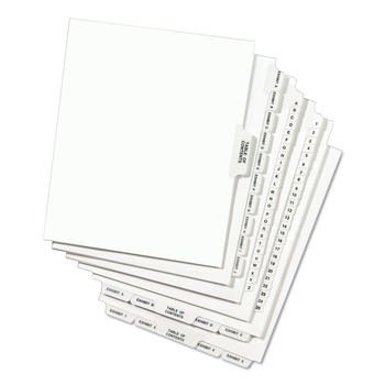 Avery 11 in. x 8.5 in. 26-Tab D Avery Style Preprinted Legal Exhibit Side Tab Index Dividers - White (25/Pack)