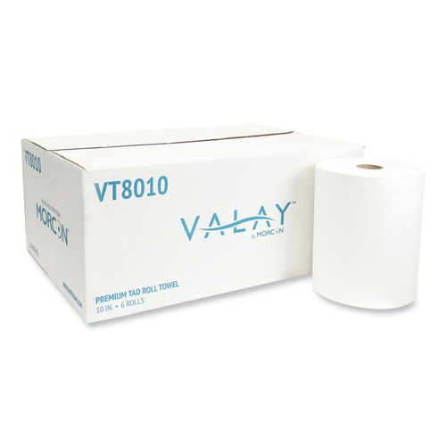Labor Day Sale! Save $30 off $199! | Morcon Paper VT8010 10 in. x 700 ft 1-Ply 10 Inch TAD Roll Towels - White (6 Rolls/Carton) image number 0
