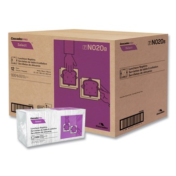Cascades PRO N020 12 in. x 12 in. 1 Ply Select Luncheon Napkins - White (6000/Carton)
