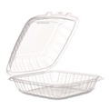 Food Trays, Containers, and Lids | Dart 90PPHT1 9 in. x 8.75 in. x 3 in. ProPlanet Microwaveable Plastic Hinged Containers - Clear (150/Carton) image number 0