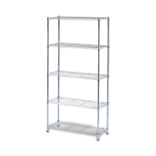 Tool Storage Accessories | Alera ALESW853614SR 36 in. x 14 in. x 72 in. 5-Shelf Residential Wire Shelving - Silver image number 0