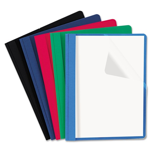  | Universal UNV57119 Tang Fastener Letter Size Clear Front Report Cover - Assorted Colors (25/Box) image number 0