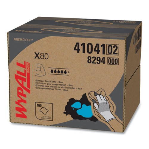 Paper Towels and Napkins | WypAll 41041 11.1 in. x 16.8 in. X80 Cloths with Hydroknit Brag Box - Blue (160 Wipers/Carton) image number 0