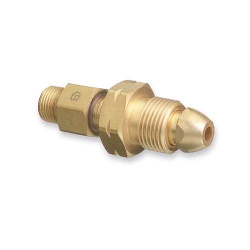 Air Tool Adaptors | Western Enterprises 320 CGA-510 POL Acetylene / CGA-200 "MC" Acetylene Brass Cylinder Adaptor image number 0