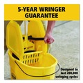 Mop Buckets | Rubbermaid Commercial FG757788YEL 35 qt. WaveBrake 2.0 Down-Press Plastic Bucket/Wringer Combos - Yellow image number 7