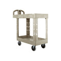 Utility Carts | Rubbermaid Commercial FG450088BEIG 17.13 in. x 38.5 in. x 38.88 in. 500 lbs. Capacity 2 Shelves Plastic Heavy-Duty Utility Cart with Lipped Shelves - Beige image number 2