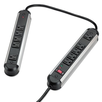 Fellowes Mfg Co. 10 Outlets 6 ft. Cord 1250 Joules Split Metal Surge Protector - Black/silver