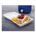Food Trays, Containers, and Lids | Dart 85HT3R 8.38 in. x 7.78 in. x 3.25 in. 3-Compartment Foam Hinged Lid Containers (200/Carton) image number 3