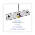 Mops | Boardwalk BWKMFM185BCFDZ 18 in. x 5 in. Hook and Loop Back Split Microfiber Mop Head - Blue (1 Dozen) image number 3