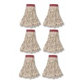 Mops | Rubbermaid Commercial FGC11306WH00 Cotton/Synthetic Swinger Loop Wet Mop Heads - Large, White (6/Carton) image number 0