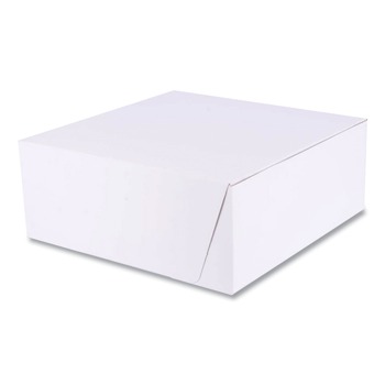 SCT 10 in. x 10 in. x 4 in. Standard Paper One-Piece Non-Window Bakery Boxes - White (100/Bundle)